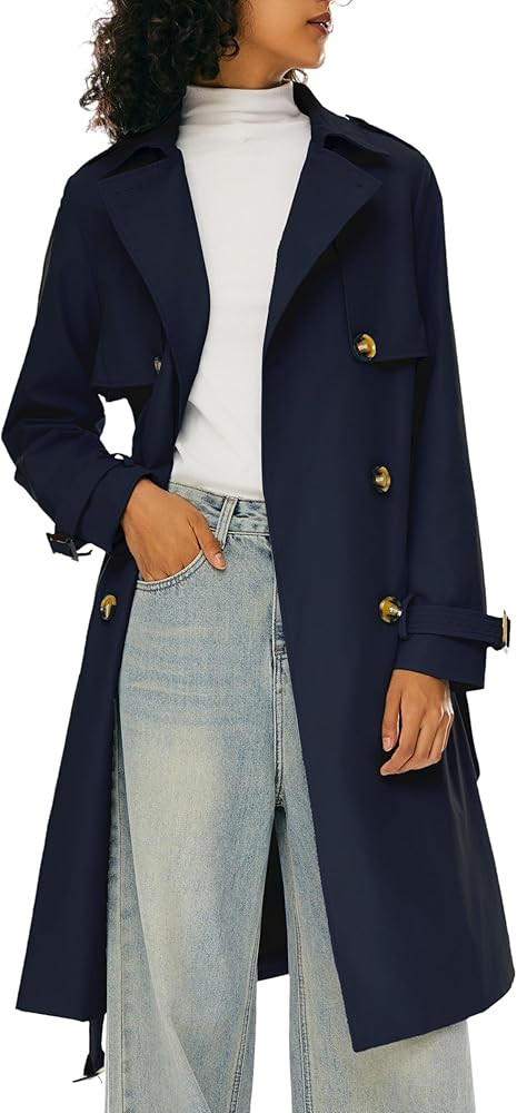 Orolay Women's 3/4 Length Double Breasted Trench Coat Lapel Jacket with Belt | Amazon (US)