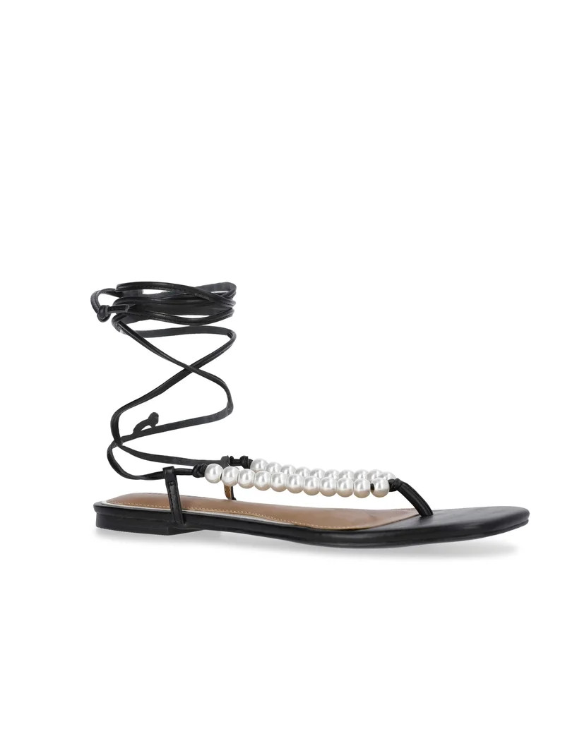 Free Assembly Women's Beaded Wrap Sandals | Walmart (US)