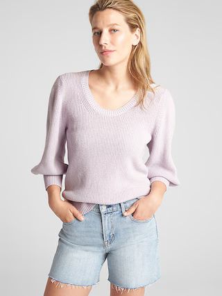 Gap Womens Balloon Sleeve Pullover Sweater Soft Lilac Size L Tall | Gap US