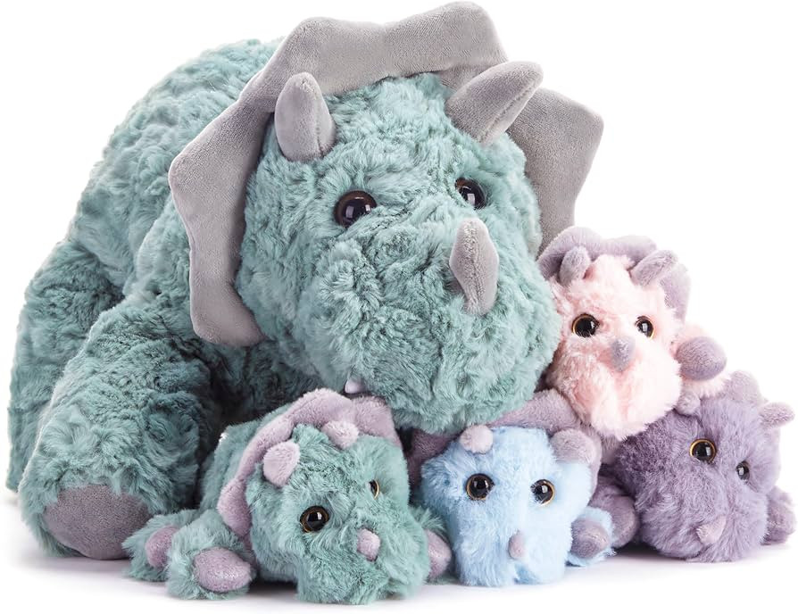 IKASA Triceratops Dinosaur Stuffed Animal Mom and Baby Plush, Cute 18" Soft Mama Family Set Hugga... | Amazon (US)