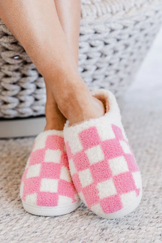 Bubblegum Pink Checkered Slippers FINAL SALE | Pink Lily