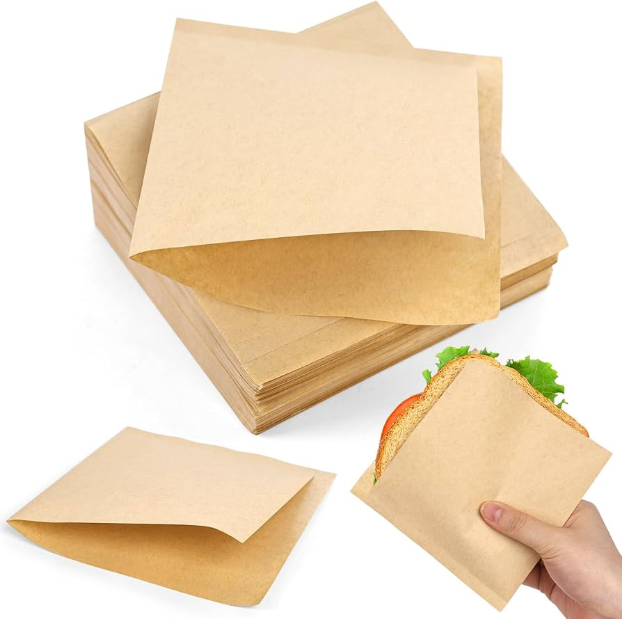 VGOODALL 200 Pcs Double Open Pretzel Bags, 5" x 5" Grease-Resistant Brown Sandwich Paper Bags Pap... | Amazon (US)