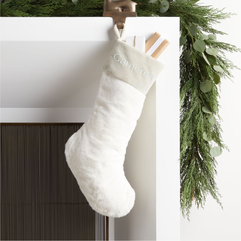 Winter White Faux Fur Personalized Christmas Stocking | Crate and Barrel | Crate & Barrel