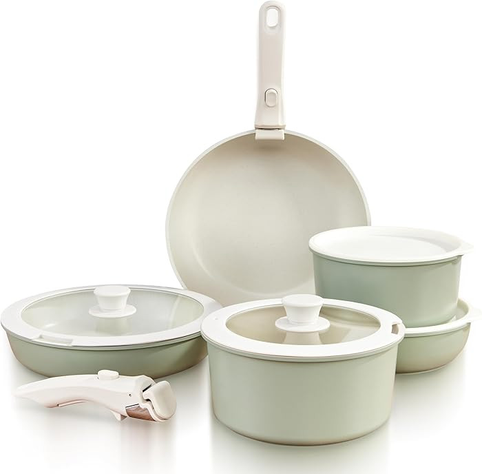 GOURMETIFIC® Pots and Pans Cookware Set [11 PIECES] - Non Toxic Ceramic Coated Cooking Ware - In... | Amazon (US)