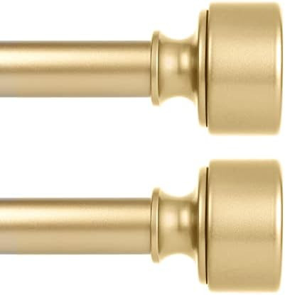 2 Pack Gold Curtain Rods for Windows 48 to 84 Inch(4-7ft), 1 Inch Diameter Heavy Duty Curtain Rod... | Amazon (US)