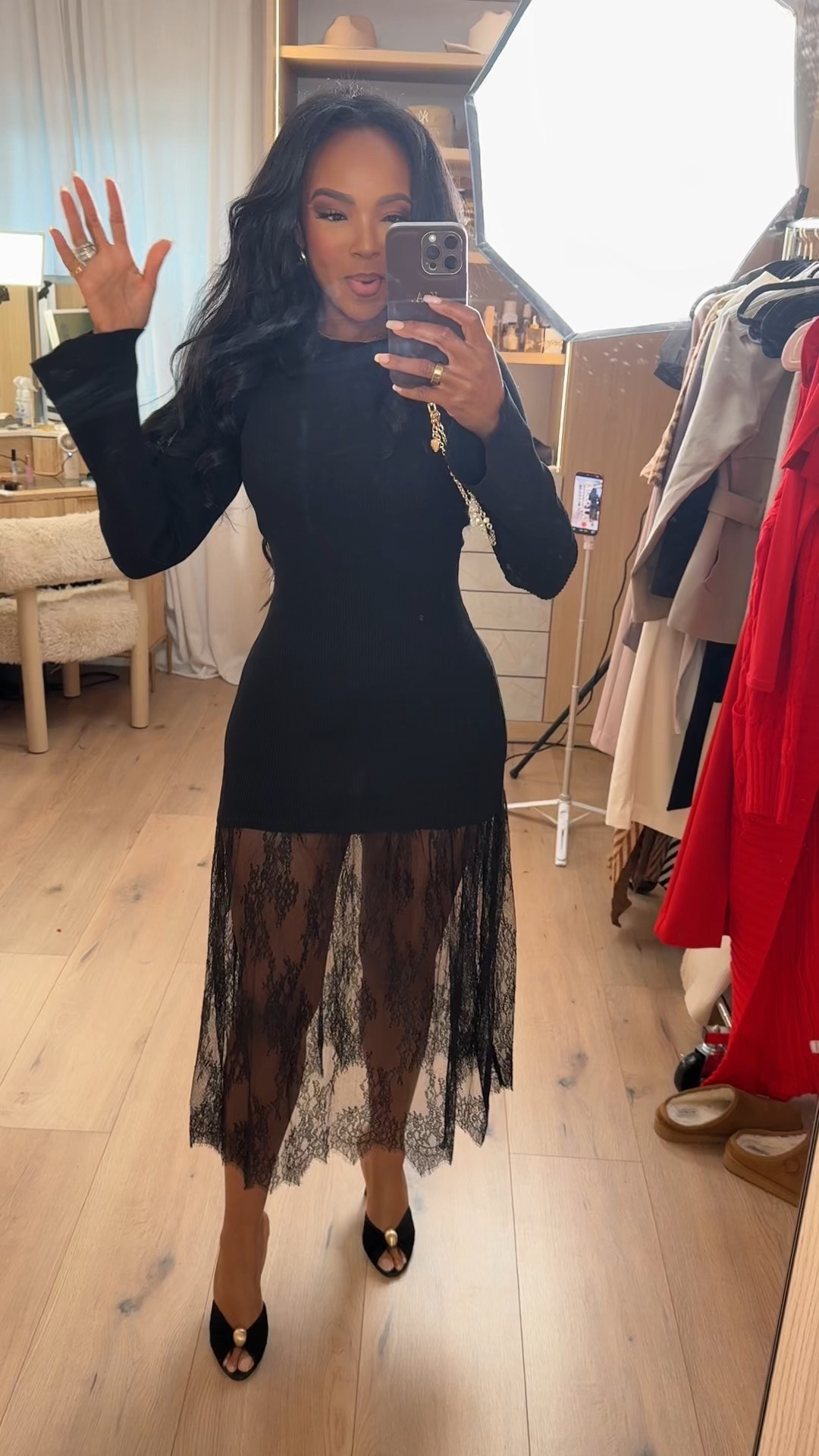 Valentine’s elegance with a modern edge 🤍🖤  
This @Express look is the definition of chic confidence — sleek, sculpting, and effortlessly romantic. The lace hem adds just the right amount of drama while keeping it polished and timeless.

Perfect for Valentine’s Day dinner, date night, cocktail events, or an elevated night out.

📏 Measurements: 5'4", 138 lbs, 34D bust, 27" waist, 40" hips  
📏 Wearing size Small

A classic black dress like this is styled multiple ways, making the cost per wear drop every time — a true long-term wardrobe staple worth investing in.

Tap to get details and shop this full look instantly.

Romantic black dress, Valentine’s Day outfit, lace hem dress, Express dresses, date night outfit ideas, chic evening wear, classic little black dress.

Follow me on Instagram and YouTube @kirasfashionfinds