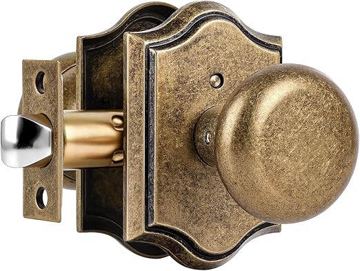 Antique Brass Door Knobs Interior with Lock, Vintage Privacy Antique Door Knobs Round Door Handle... | Amazon (US)