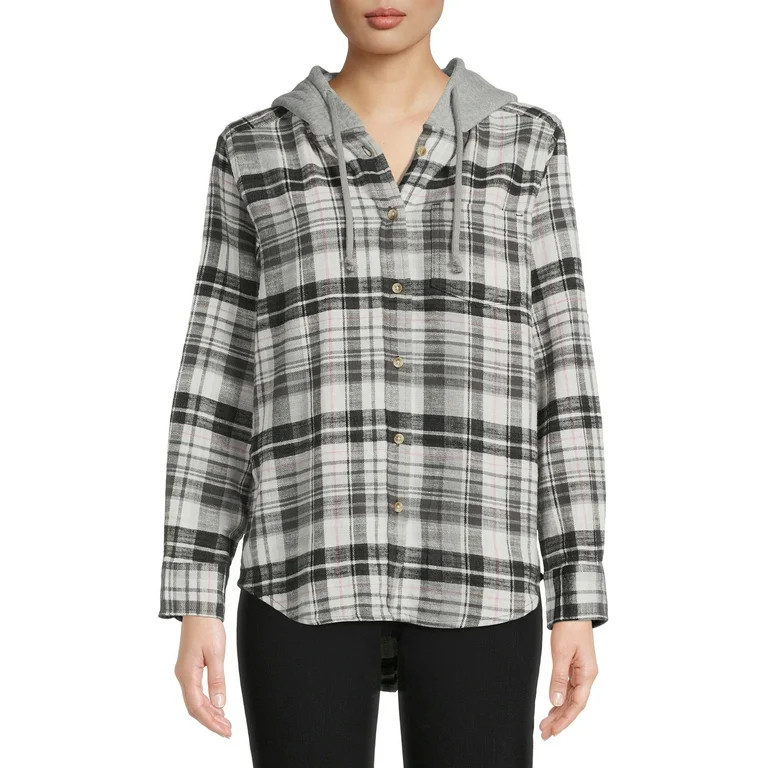 Time And Tru Women's Hooded Flannel | Walmart (US)