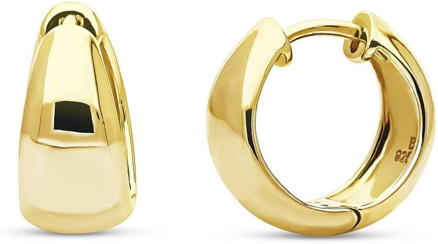 BERRICLE Sterling Silver Dome Fashion Hoop Huggie Earrings for Women, Cubic Zirconia CZ, Rose/Yel... | Amazon (US)