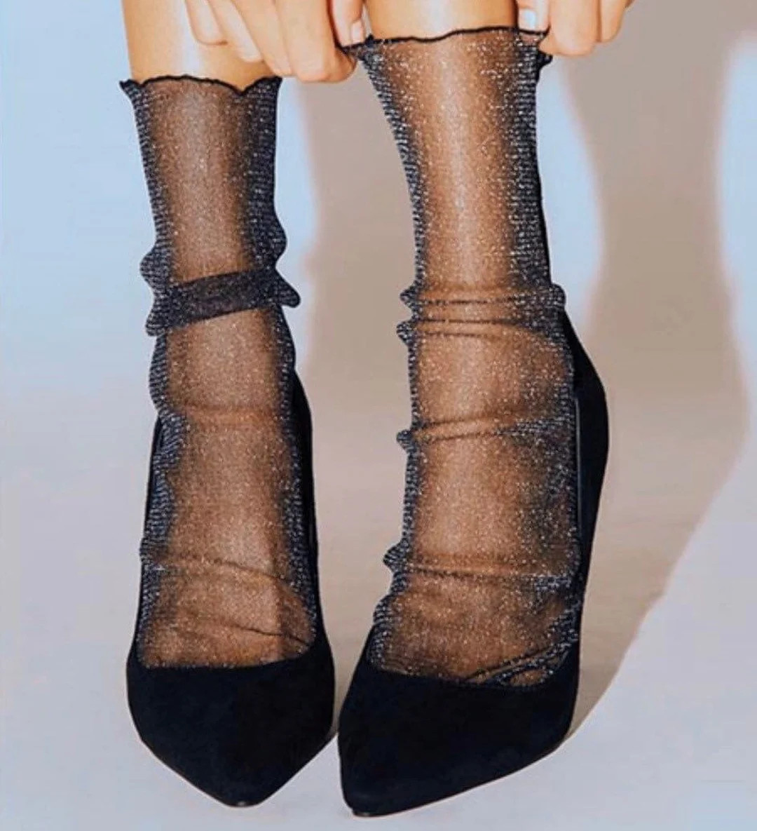 Handmade Glitter Soft Shiny Mesh Tulle Sheer Socks for Every Woman - Etsy | Etsy (US)