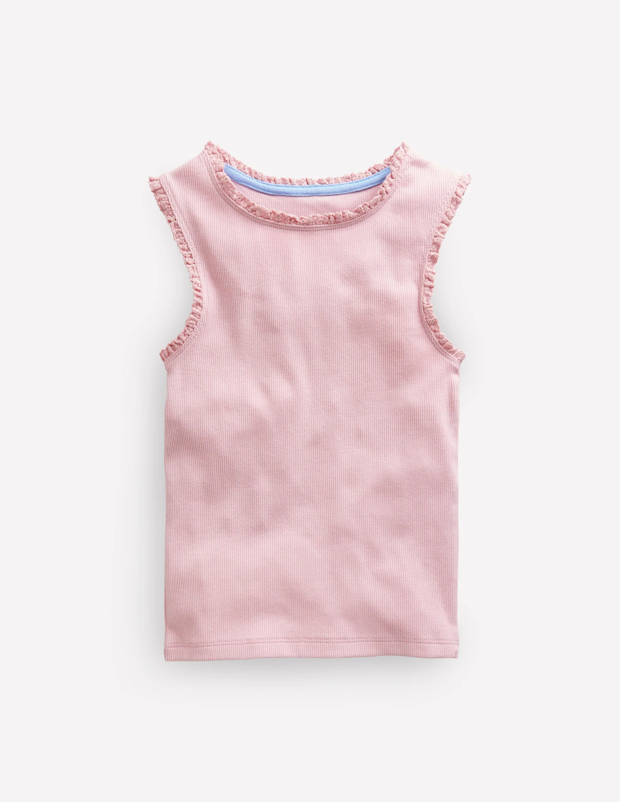 Ribbed Lace Trim Tank-French Pink | Boden (US)