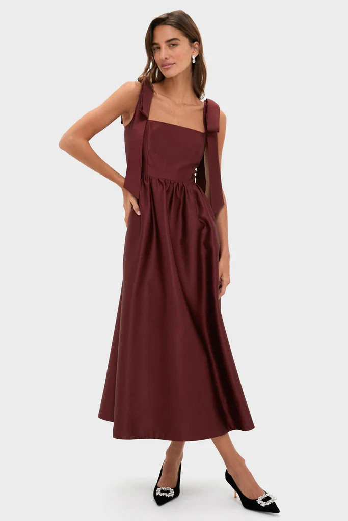 Oxblood Dupioni Bow Esme Dress | Tuckernuck (US)