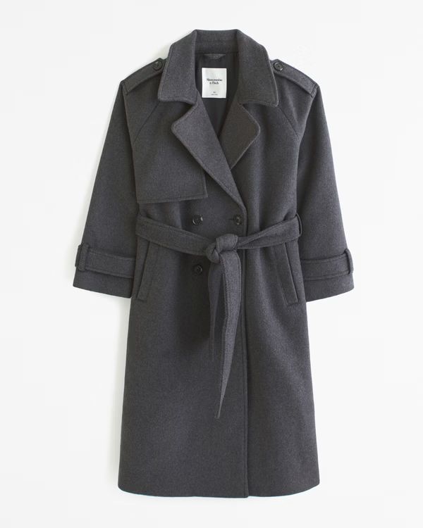 Women's Wool-Blend Trench Coat | Women's Coats & Jackets | Abercrombie.com | Abercrombie & Fitch (US)