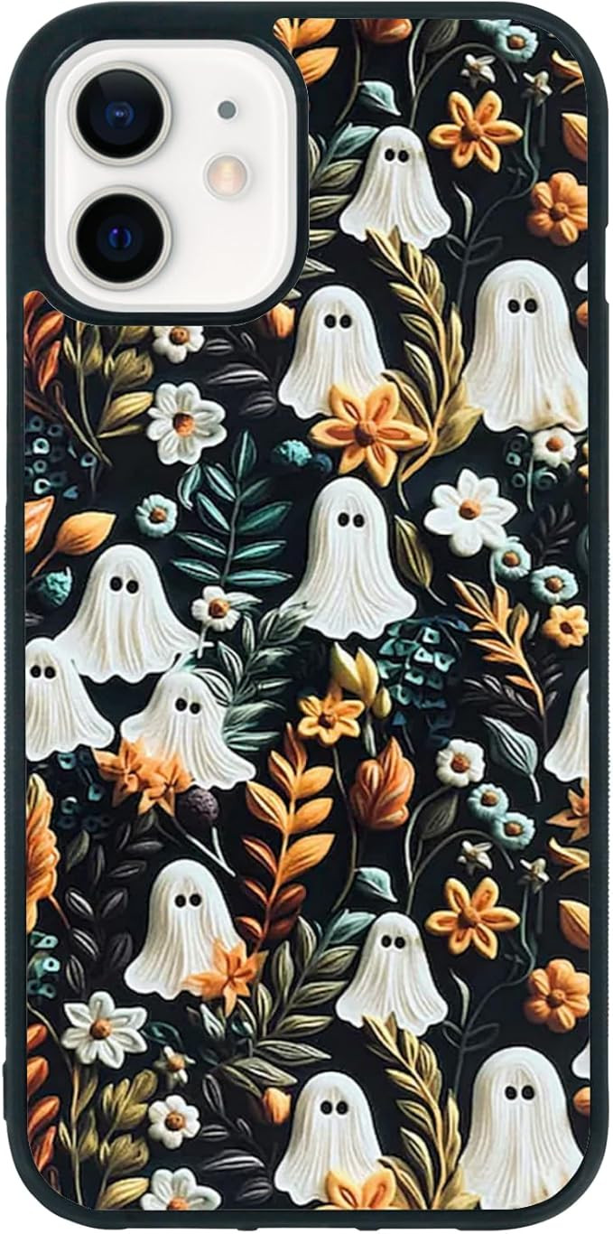 Cute Small Spooky Halloween Ghost Phone Case, Flower Ghost iPhone 12 Mini Case, Non-Slip Pattern ... | Amazon (US)