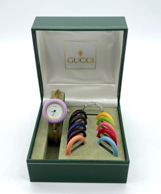 [Near mint] GUCCI Change Bezel 12 Colors White Gold Dial Women Watch [S size] | eBay | eBay US