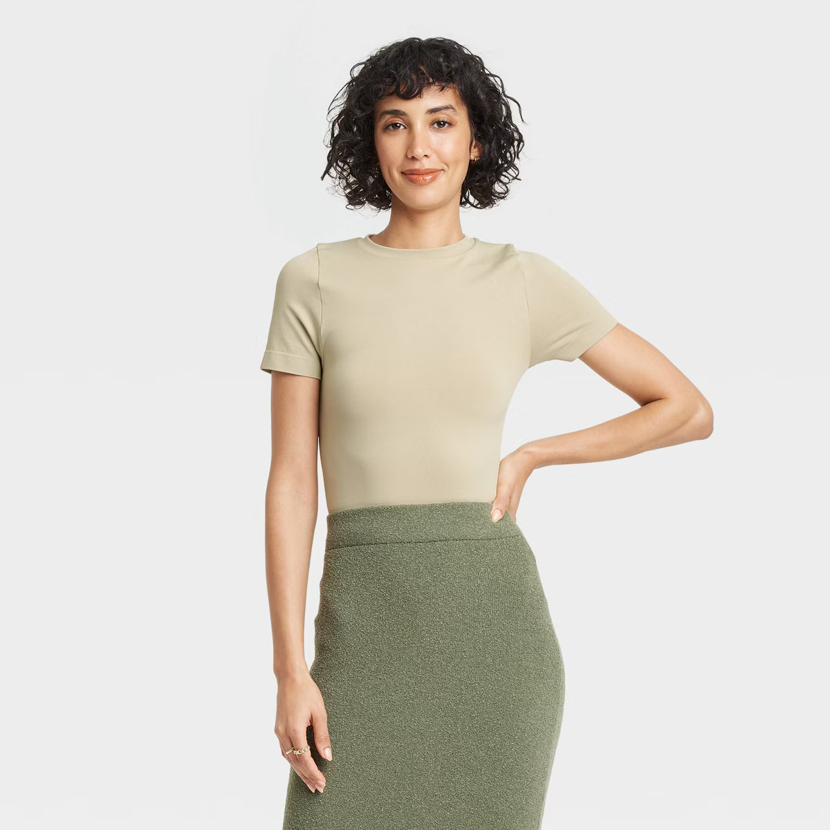 Women's Slim Fit Short Sleeve Seamless Baby T-Shirt - A New Day™ | Target