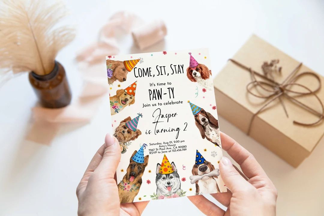Editable Dog Birthday Party Invitation - A puppy invite for your four-legged loved one | Instant ... | Etsy (US)