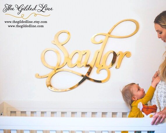 Gold Mirror Baby Name Room Decoration, Gold Above the Crib Nursery Decor | Etsy (US)