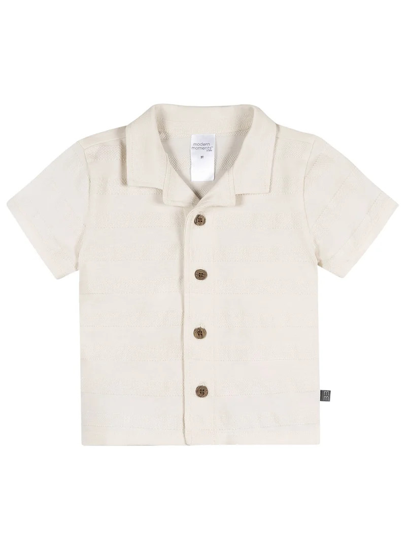 Modern Moments by Gerber Baby and Toddler Boy Organic Button Up Collar Top, Sizes 0/3 Months - 5T | Walmart (US)