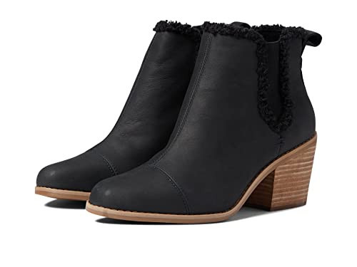 TOMS Women's Everly Fashion Boot, Black Leather/Faux Shearling, 12 | Amazon (US)