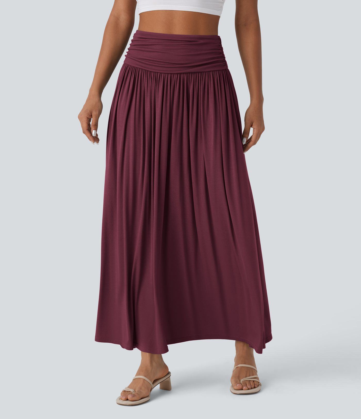 Women’s High Waisted Ruched Flowy Maxi Casual Skirt - Halara | Halara UK