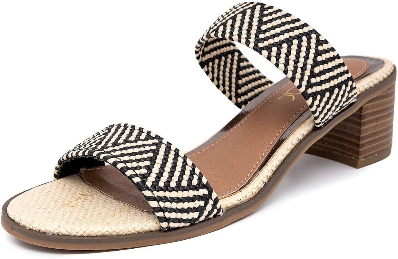 Sugar Women's Heeled Two Band Slide Sandal: Square Open Toe, Low Block Chunky Heels, Slip-On Comf... | Amazon (US)