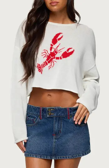 EDIKTED Lobster Babe Crop Sweater | Nordstrom | Nordstrom