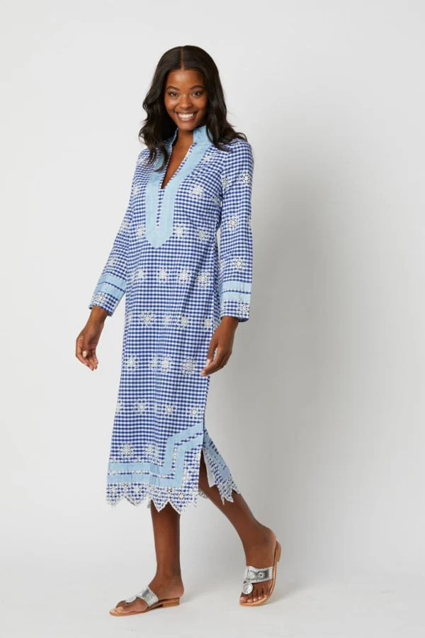 Gingham Long Sleeve Classic Maxi Tunic | Sail to Sable