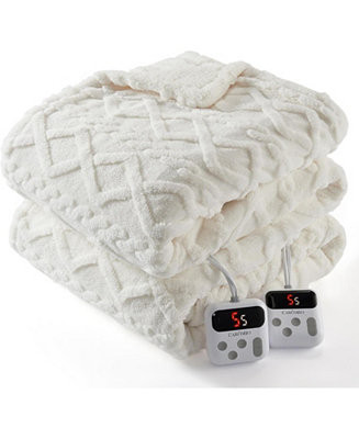 King Size Tufted Sherpa Electric Heated Blanket with Dual Control, 100" x 90" | Macy's