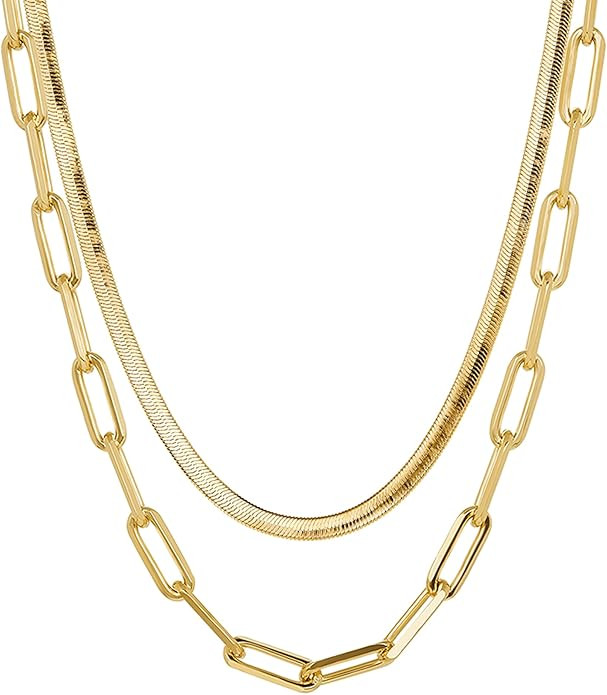 Statement Chains Set for Women – 3-Year Color Guarantee – Waterproof, Hypoallergenic, Gold PV... | Amazon (US)