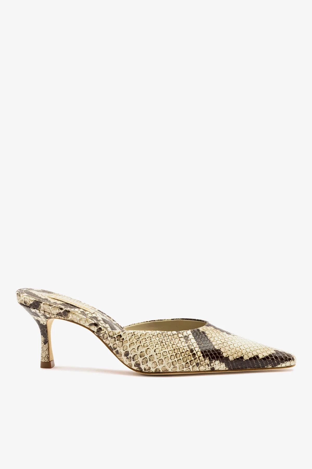 Carine Mule Neutral Snake Leather | Larroude