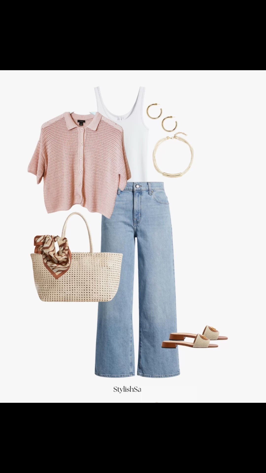Outfit Inspo for the week from the IG live.

Open knit cardigan 
Tank
Wide leg Crop jeans 
Woven cane tote
Slides
Scarf


#LTKFindsUnder100 #LTKStyleTip #LTKOver40