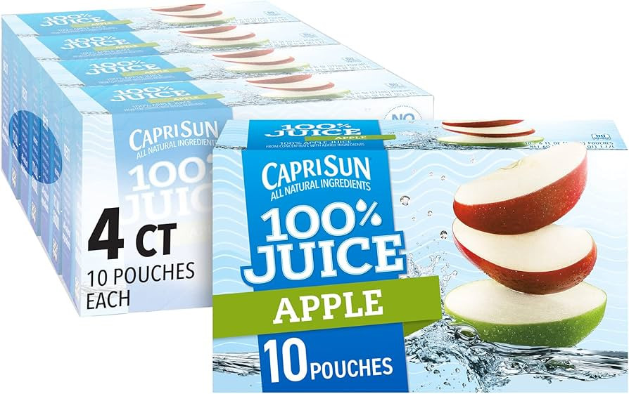 Capri Sun 100% Apple Juice Ready-to-Drink Juice (40 Pouches, 4 Boxes of 10) | Amazon (US)