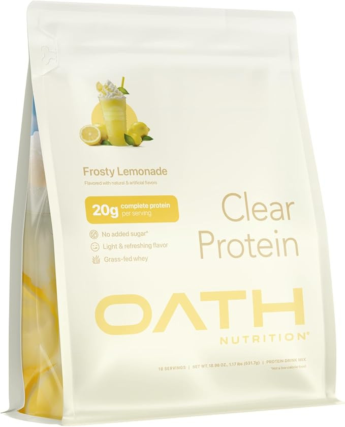 Oath Nutrition Clear Whey Isolate Protein Powder, Frosty Lemonade, 20g Complete Protein per Servi... | Amazon (US)