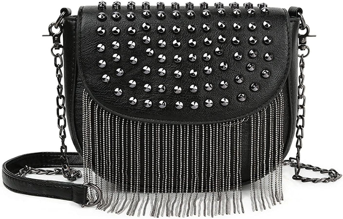 Hoce Leather Rivet Crossbody Purse Small Studded Chain Bag for Women | Amazon (US)