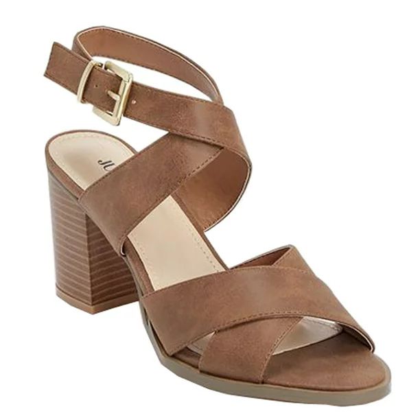 Julienne Adult Cognac 3" Block Heel Cross Straps Sandals Women | Walmart (US)