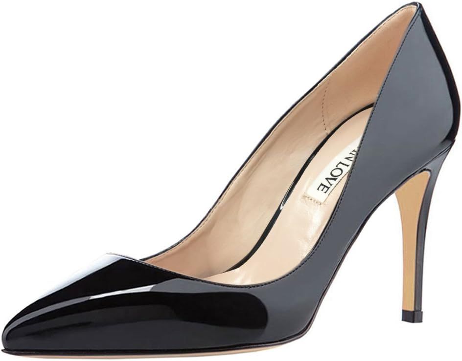 JOY IN LOVE Women's Pumps Shoes 3.5" High Heels Pointy Toe Stiletto Pumps | Amazon (US)