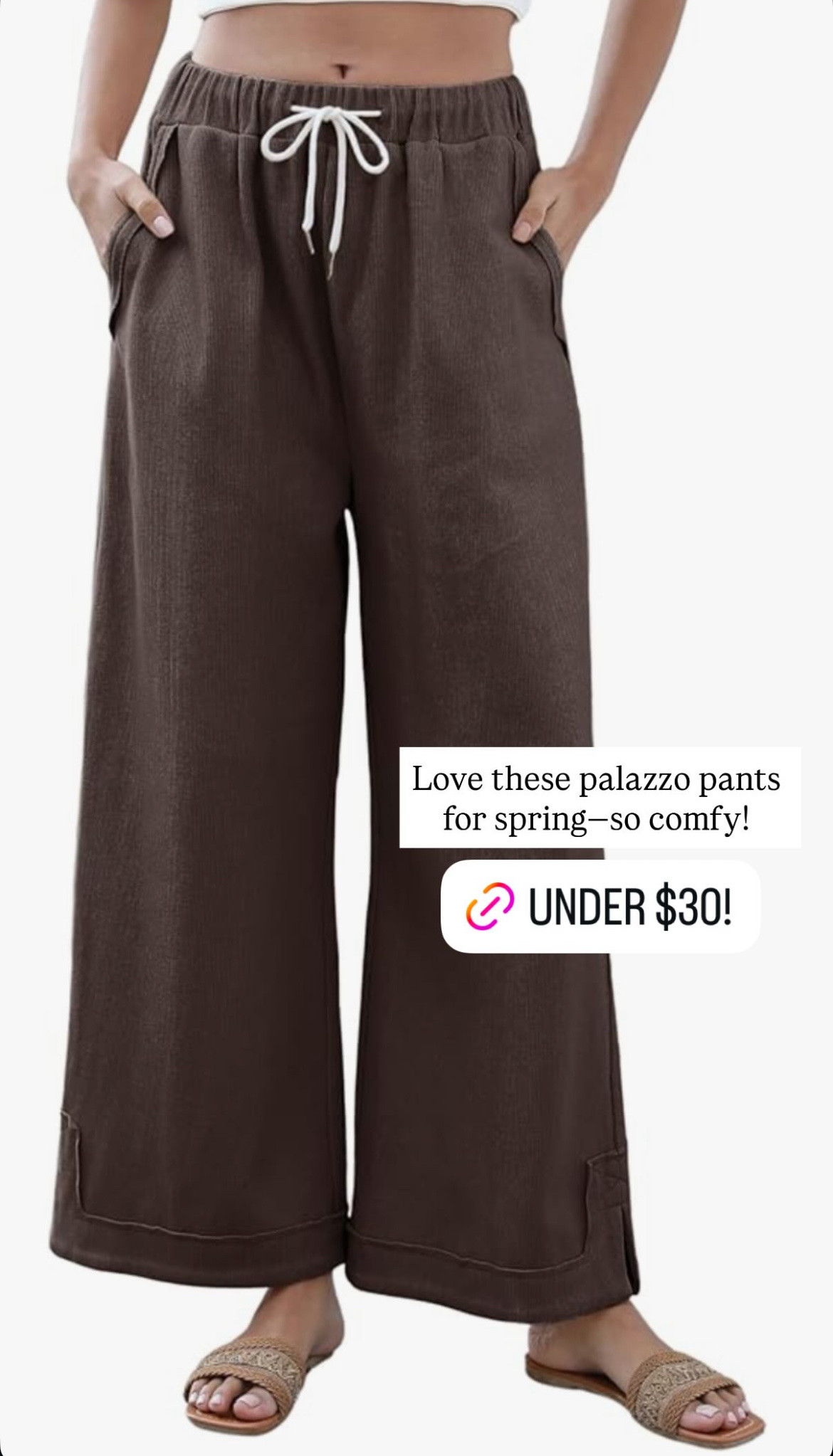 These dark brown palazzo pants are so cute for spring! On sale at Amazon — ends today!

#LTKSaleAlert #LTKSeasonal #LTKootd