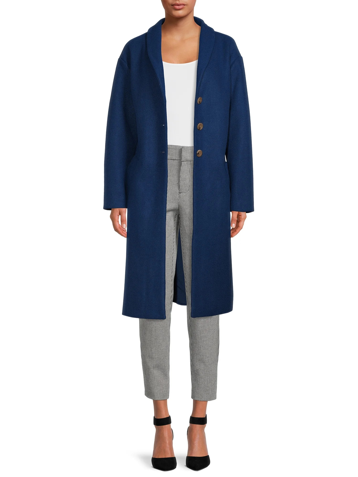 Time and Tru Women's and Plus Size Shawl Collar Coat - Walmart.com | Walmart (US)