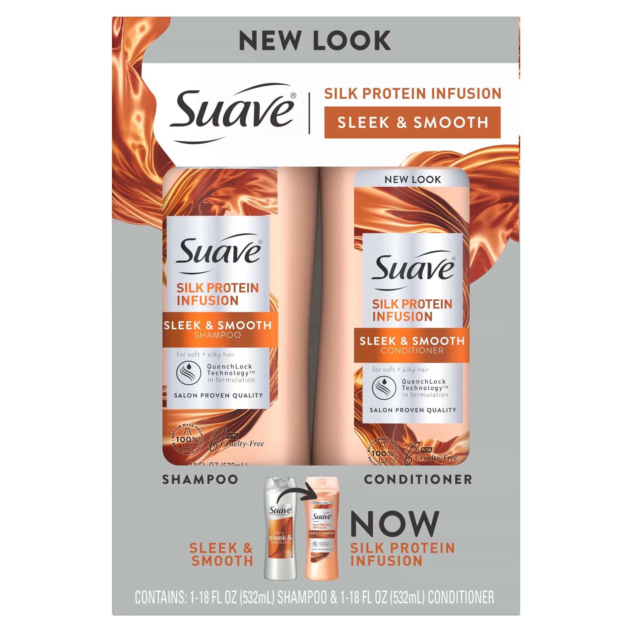 Suave Silk Protein Infusion Shampoo and Conditioner, 18 oz, 2 Count - Walmart.com | Walmart (US)