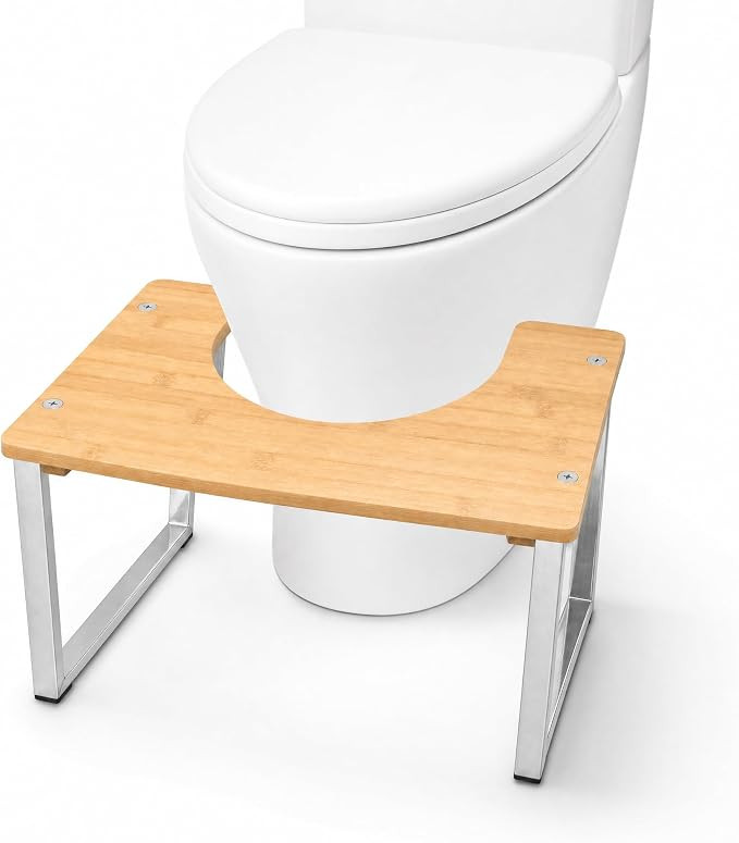 Toilet Stool Bamboo 6 Inch Non-Slip Poop Stool Stainless Steel Legs | Minor cosmetic variations m... | Amazon (US)