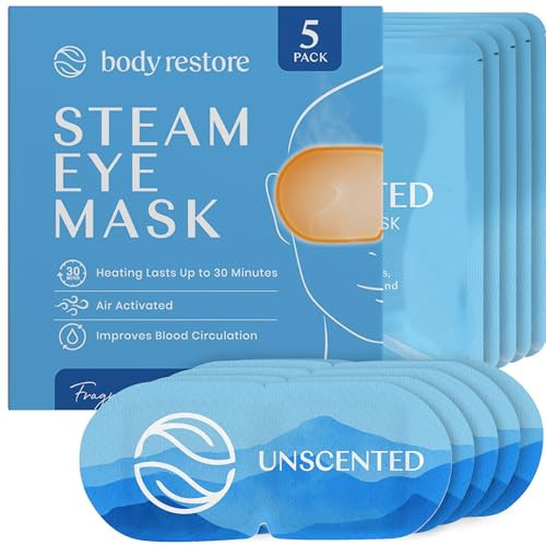 Body Restore Heated Eye Mask for Dry Eyes 5 Pack - Self Heating Warm Compress, Christmas Stocking Stuffers, White Elephant, Birthday Gifts for Women, Men, Stye Eye Treatment, Relaxation - Unscented | Amazon (US)