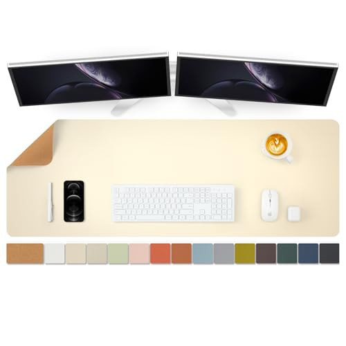 Large Cork Desk Mat - 47.2"x 17" Desk Pad for Office and Home - Ideal for Large Mouse Pad and Desk Mats on Top of Desks(Beige) | Amazon (US)