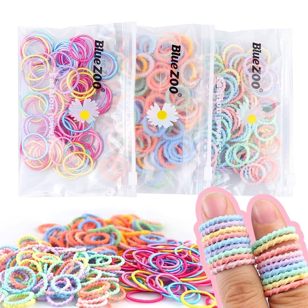 300PCS Elastic Hair Bands for Kids and Women, 3 Styles Small Thin Hair Ponytail Holder, Baby Girl... | Amazon (US)