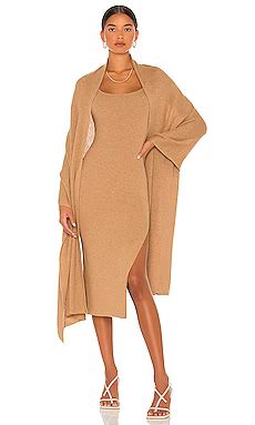 LPA Salmah Dress With Detachable Shawl in Camel from Revolve.com | Revolve Clothing (Global)