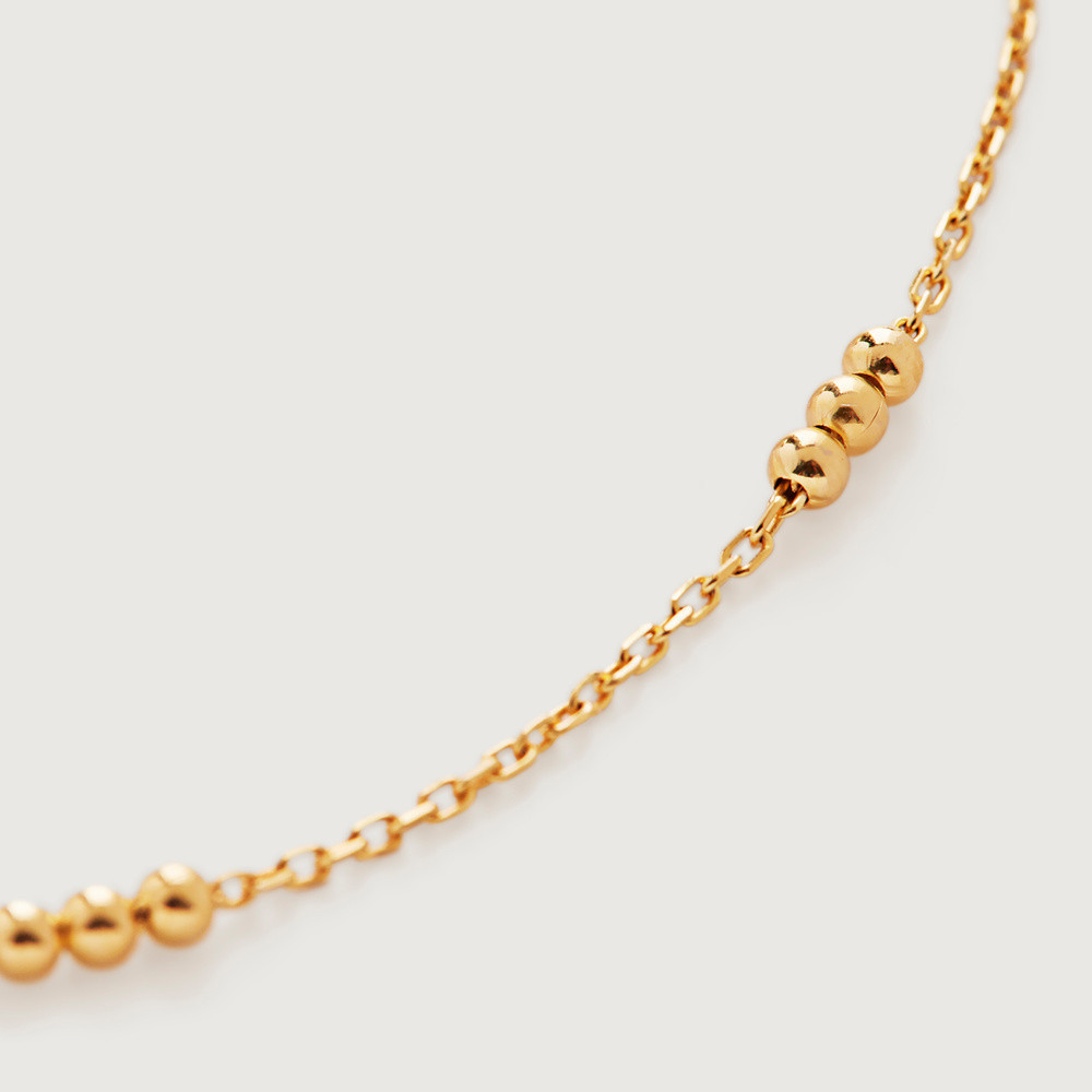 Gold Triple Beaded Chain Necklace 14-16' | Monica Vinader (US)