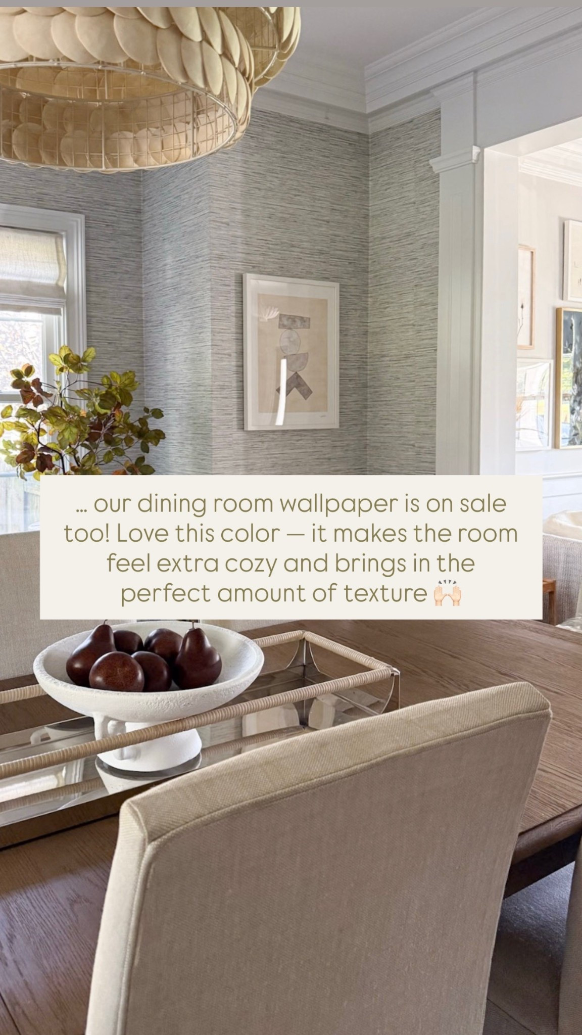… our dining room wallpaper is on sale too! Love this color — it makes the room feel extra cozy and brings in the perfect amount of texture 🙌🏻

Dining room, chandelier, lighting, dining room inspo, dining room decor, spring home, spring decorating, console table decor, Serena & Lily, wallpaper, girlonthehudson, neutral home, modern coastal, minted art, cozy home

#LTKdayinmylife #LTKHome #LTKSaleAlert