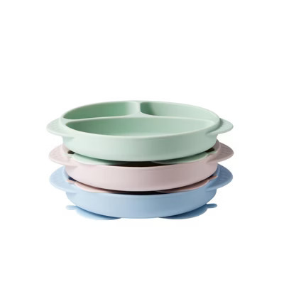 Bc Babycare Silicone Suction Plate for Toddlers - Non-Slip Owl Design Baby Bowl, Mess-Free Self-Feeding Dish 3 Pc Blue Pink Green | Target