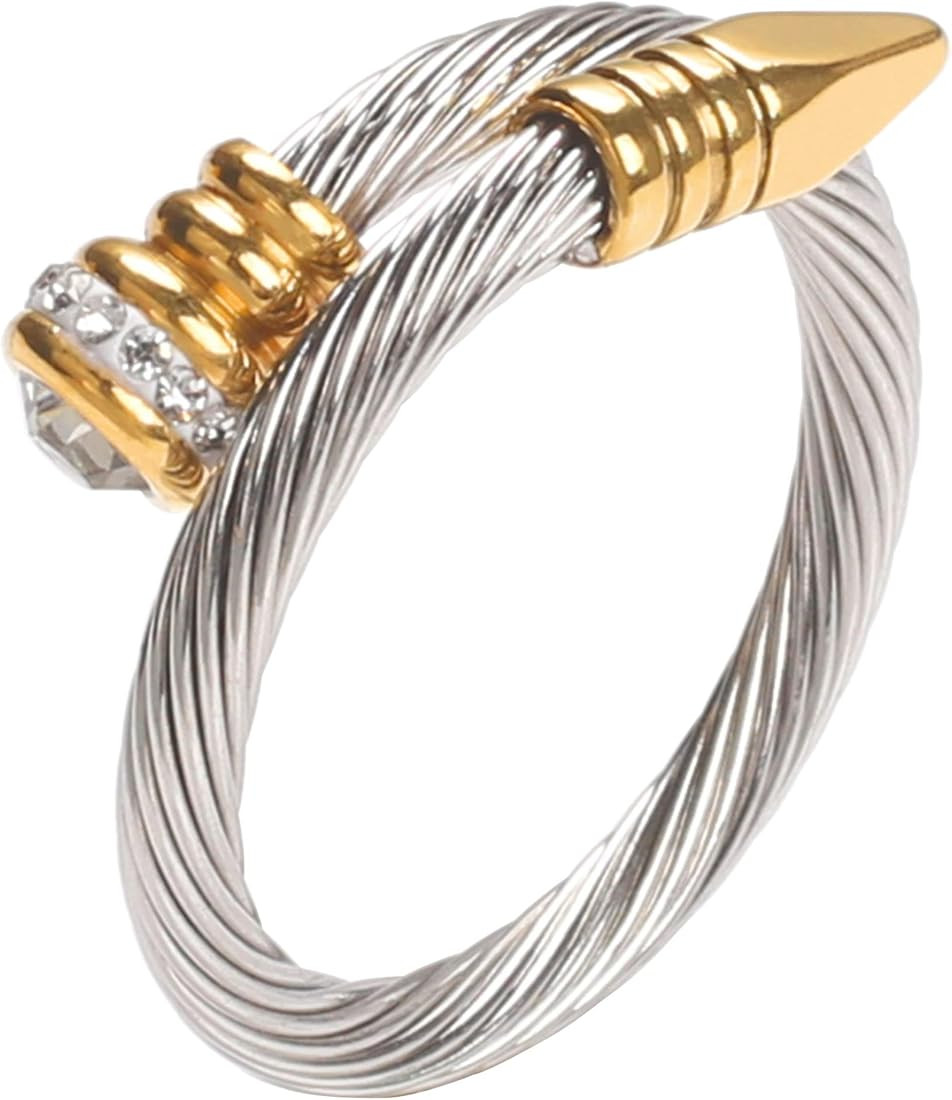 Dorriss Ring for Women Adjustable Cable Nail Rings Open Stackable Cubic Zirconia Vintage Designer... | Amazon (US)