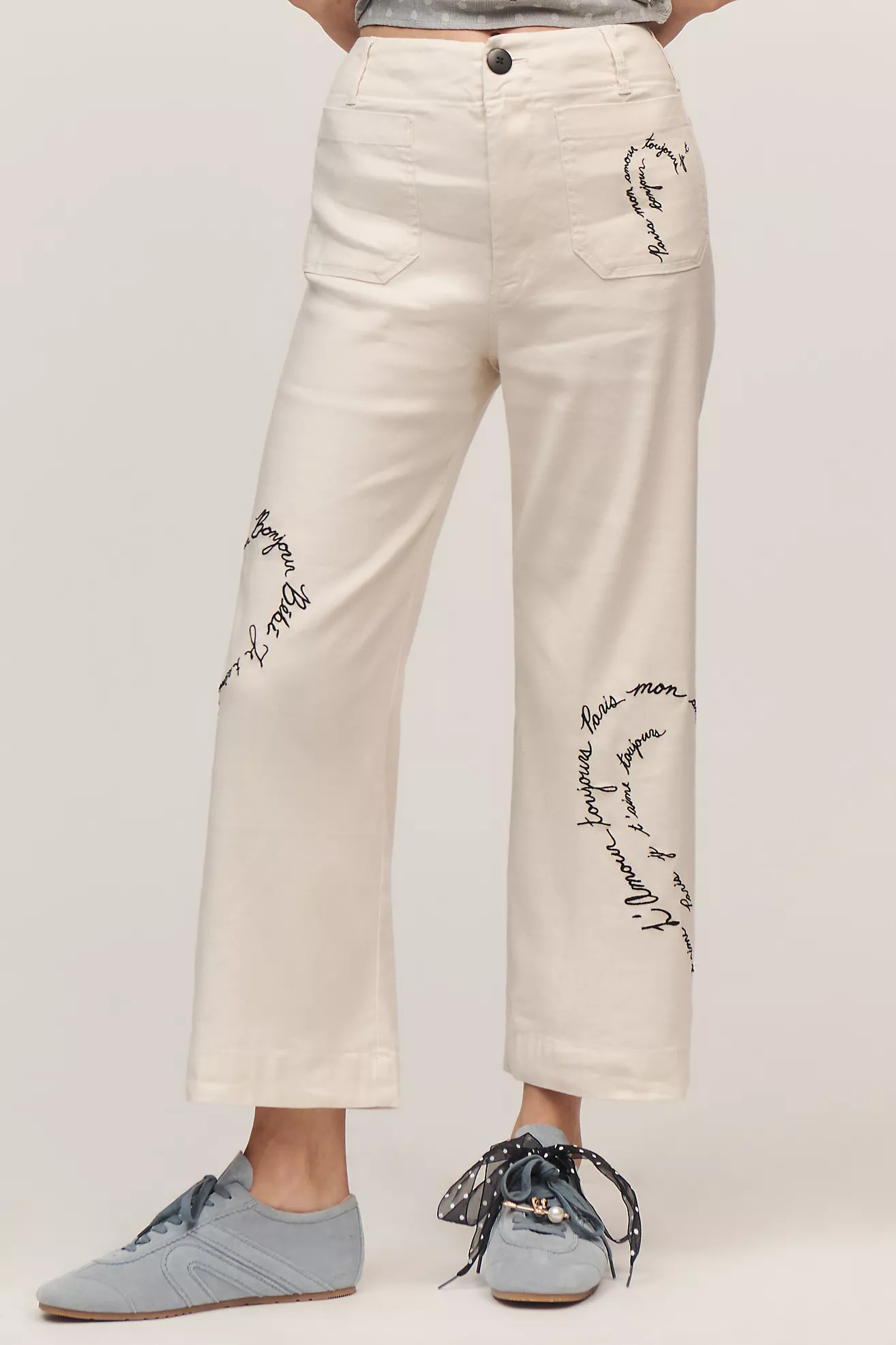 The Colette Linen Blend Crop Love Notes Pants by Maeve | Anthropologie (US)